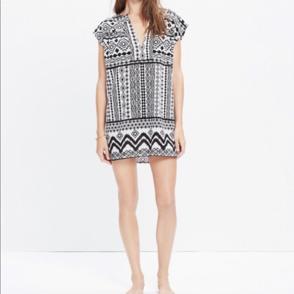 Madewell Black and White Patterned Swim Coverup